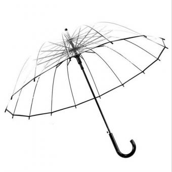 16 Ribs Walking Stick Plastic Umbrella